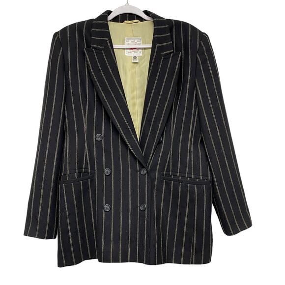 Vintage Mondi Womens Size 40 Oversized Pinstripe Double Breasted Blazer - Picture 1 of 6